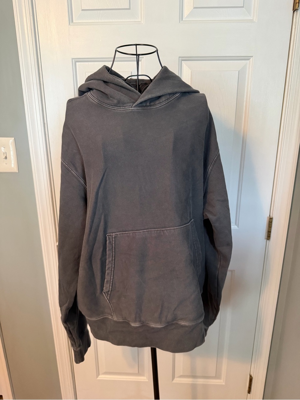 American Eagle Vintage Wash Dark Grey Charcoal Pullover Hoodie Size Medium